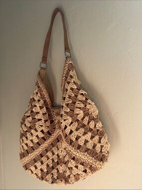 Unlisted Beige & Brown Crochet Shoulder Bag